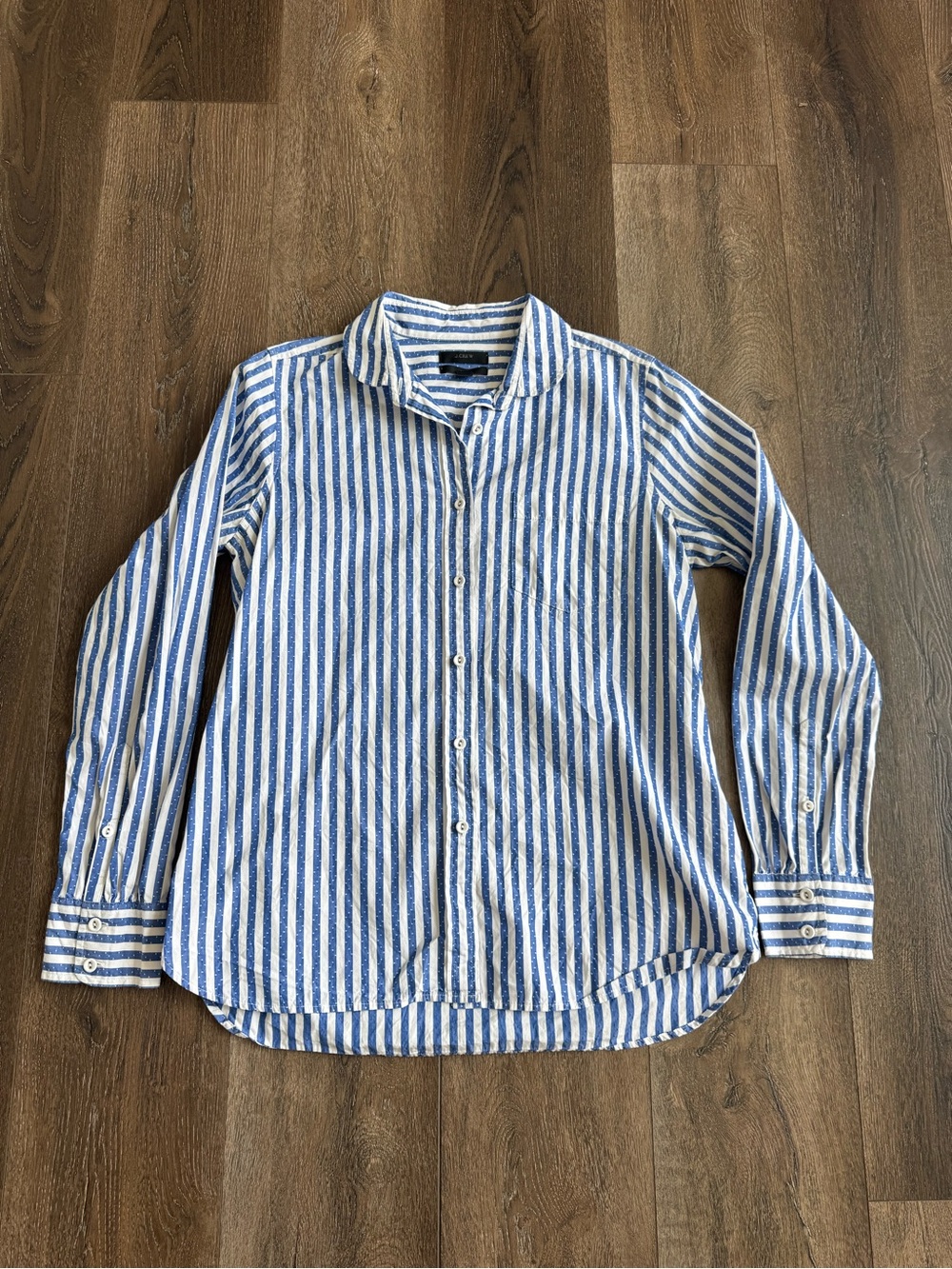J. Crew Blue and White Striped Button-Down Shirt Women’s Size 8